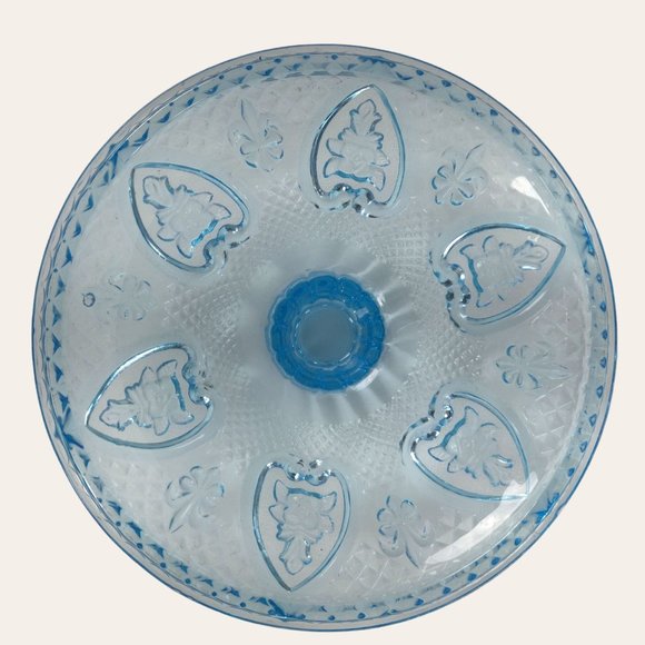 Vintage 1970s PAIR Light Blue Trinket Dish Powder Bowl Nut Candy Lidded Hearts - Picture 12 of 15